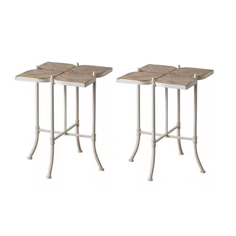 Solid Wood End Table French Country Distressed Side Table in Brown