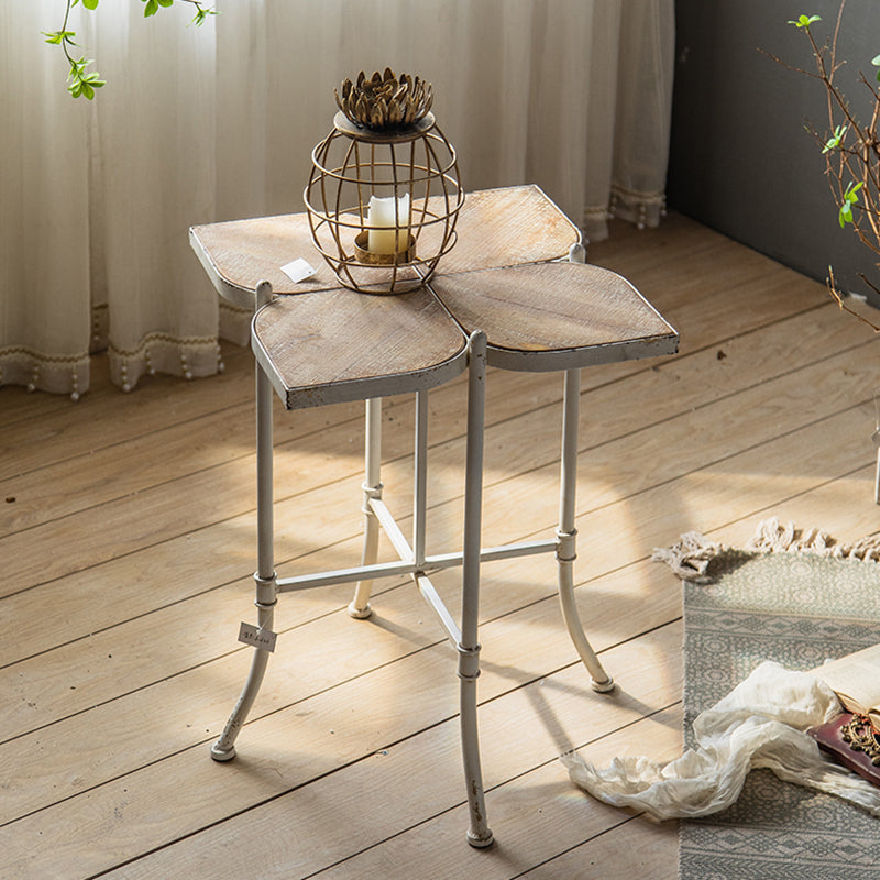 Solid Wood End Table French Country Distressed Side Table in Brown