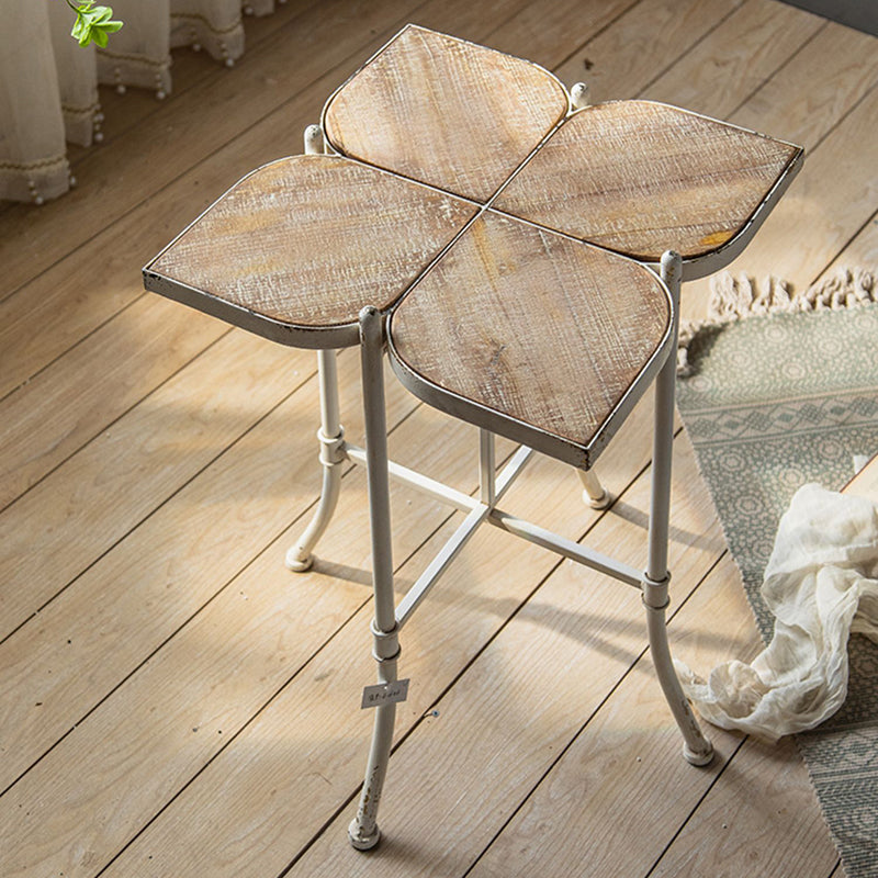 Solid Wood End Table French Country Distressed Side Table in Brown