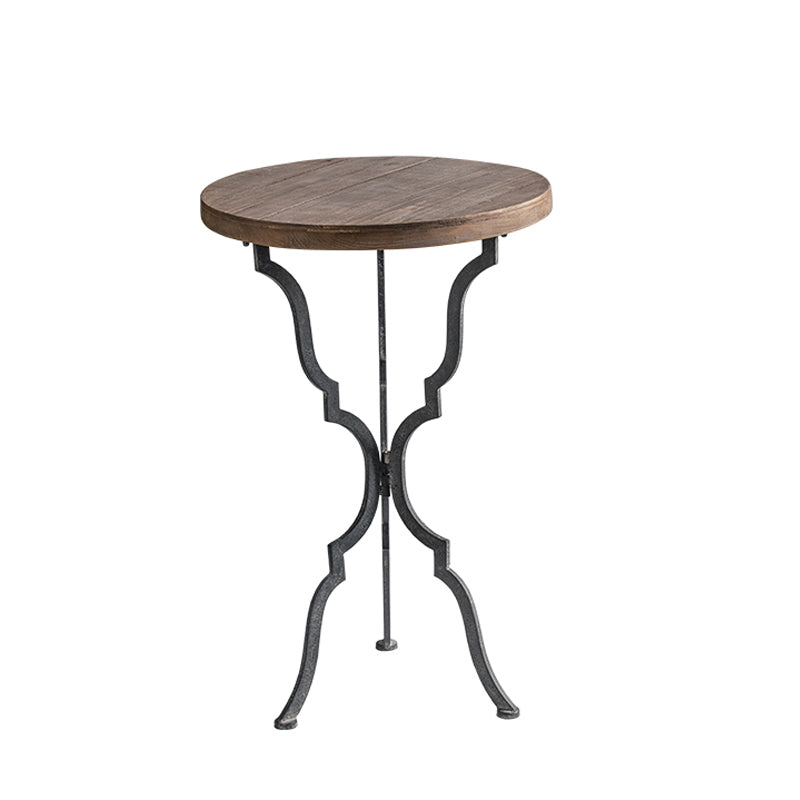 Solid Wood End Table French Country Distressed Side Table in Brown