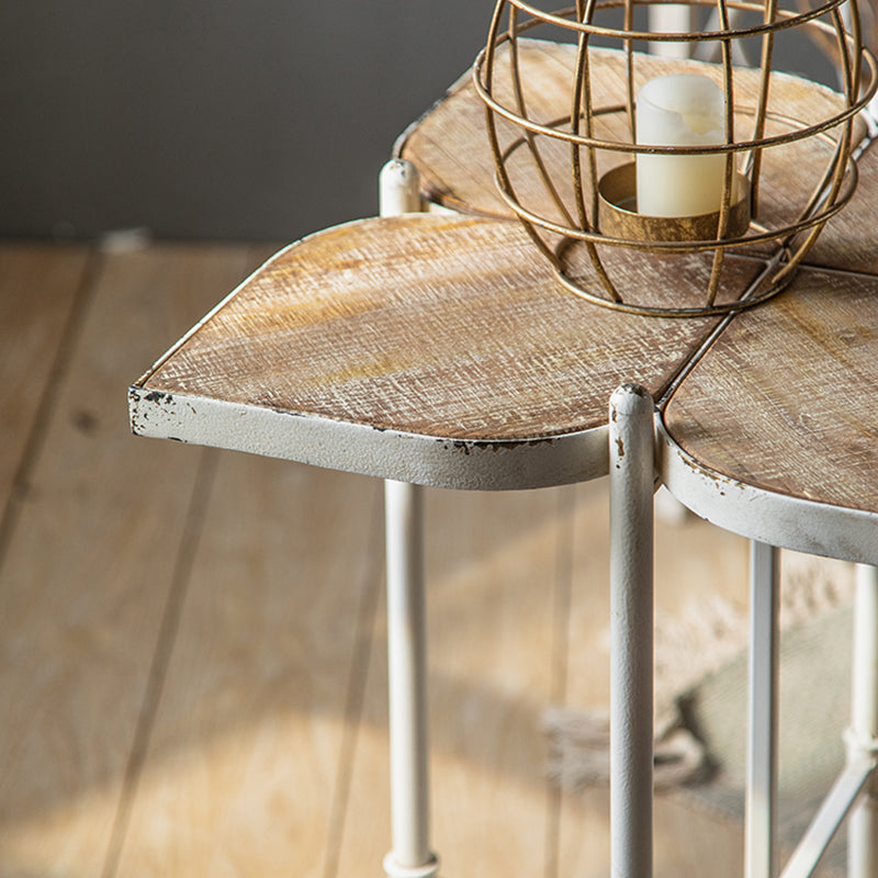 Solid Wood End Table French Country Distressed Side Table in Brown