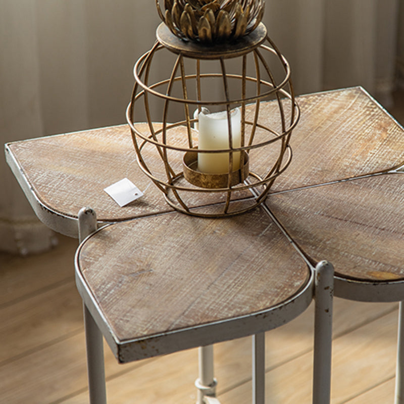Solid Wood End Table French Country Distressed Side Table in Brown