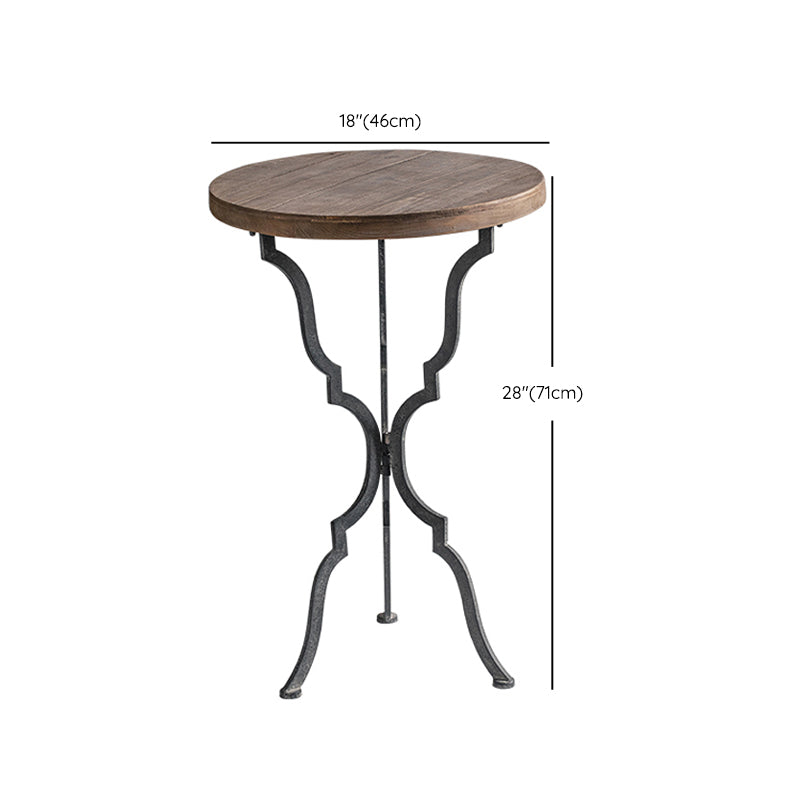 Solid Wood End Table French Country Distressed Side Table in Brown