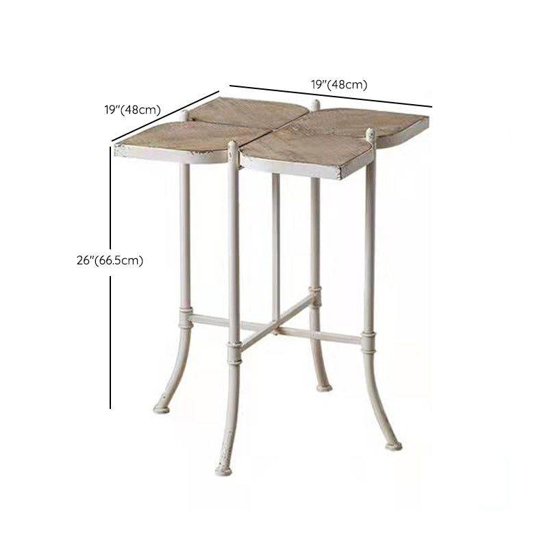 Solid Wood End Table French Country Distressed Side Table in Brown