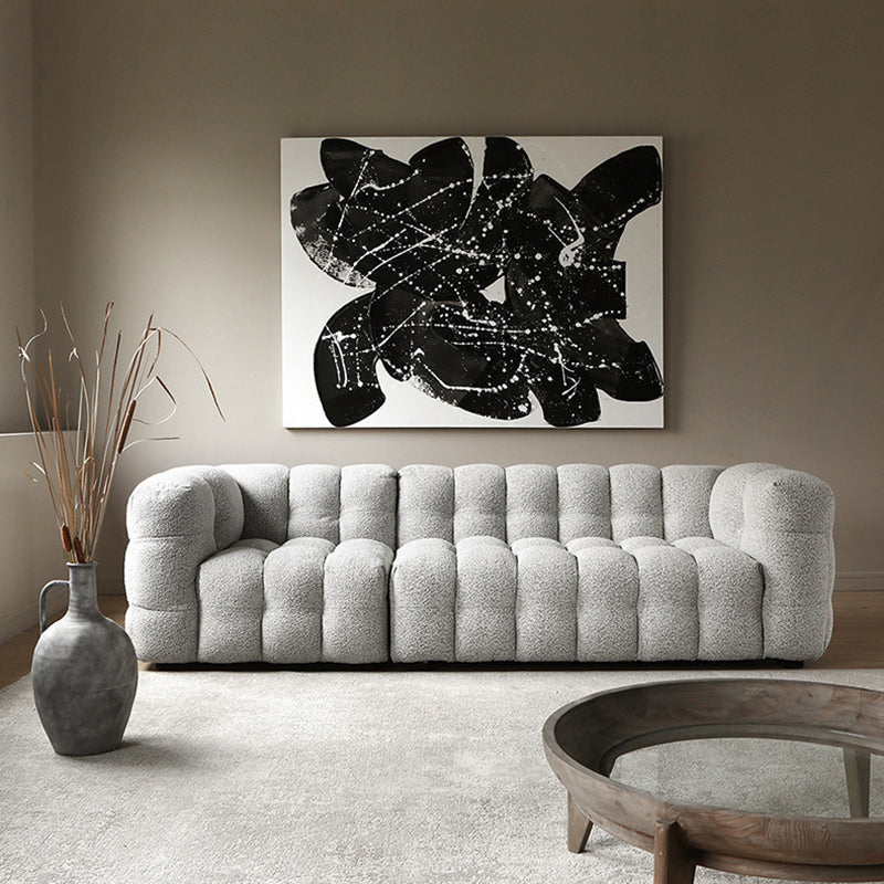Contemporary Wooden Standard Sofa Tuxedo Arm Tight Back Sofa