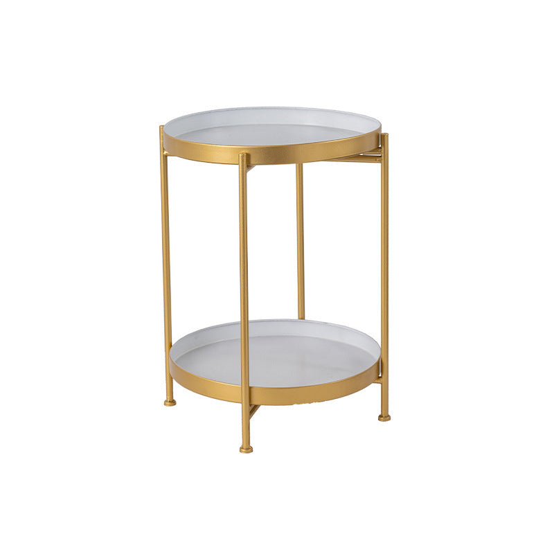 Mid-Century Tray Top End Table 20.3" Tall Iron Round Side Table with Shelf