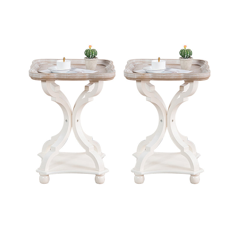 Distressed Wood Side Table French Country Style 25" Tall Side Table