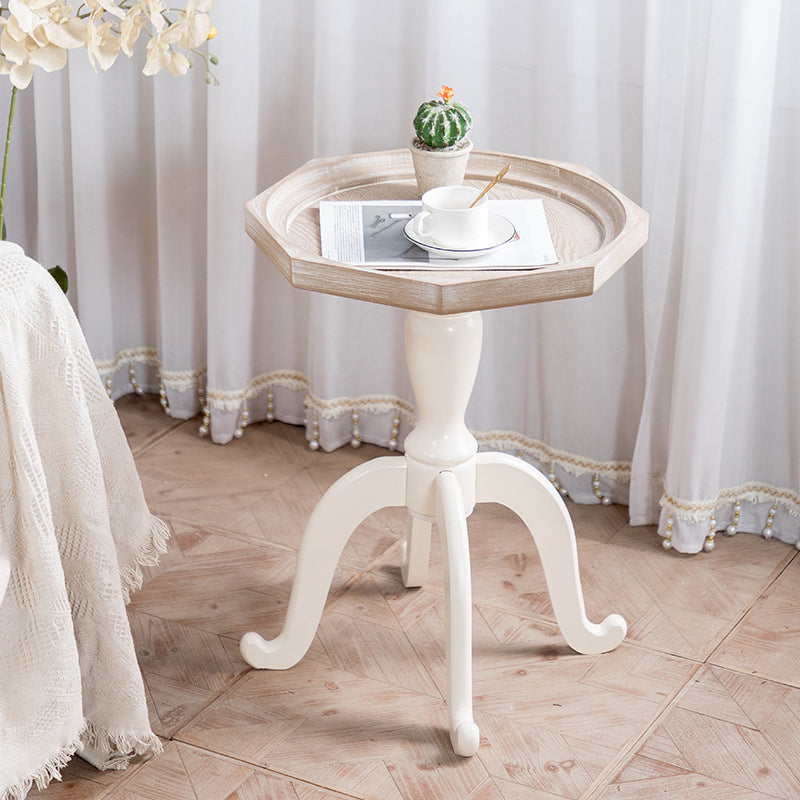 Distressed Wood Side Table French Country Style 25" Tall Side Table
