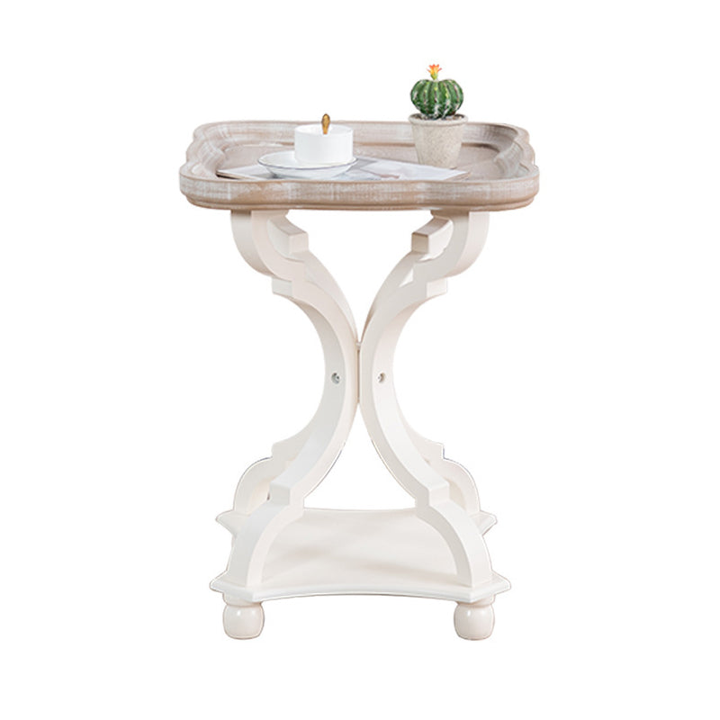 Distressed Wood Side Table French Country Style 25" Tall Side Table