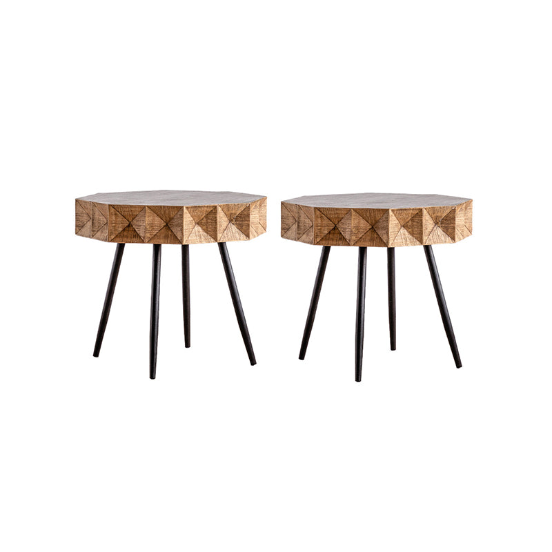French Country Distressed Wood Sofa Side Accent Table in Brown