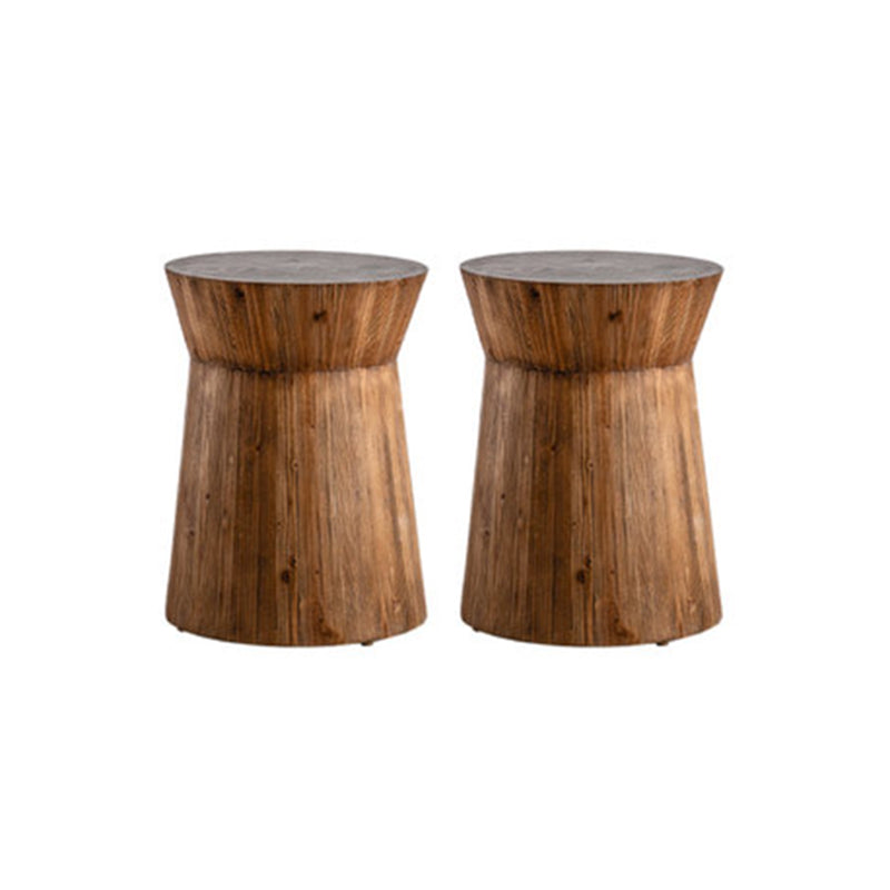 French Country Distressed Wood Sofa Side Accent Table in Brown