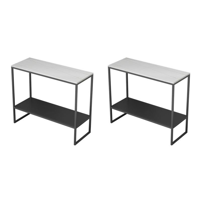 Rectangular Slate Top End Table Modern Shelf Included Side Table - 25.6" W