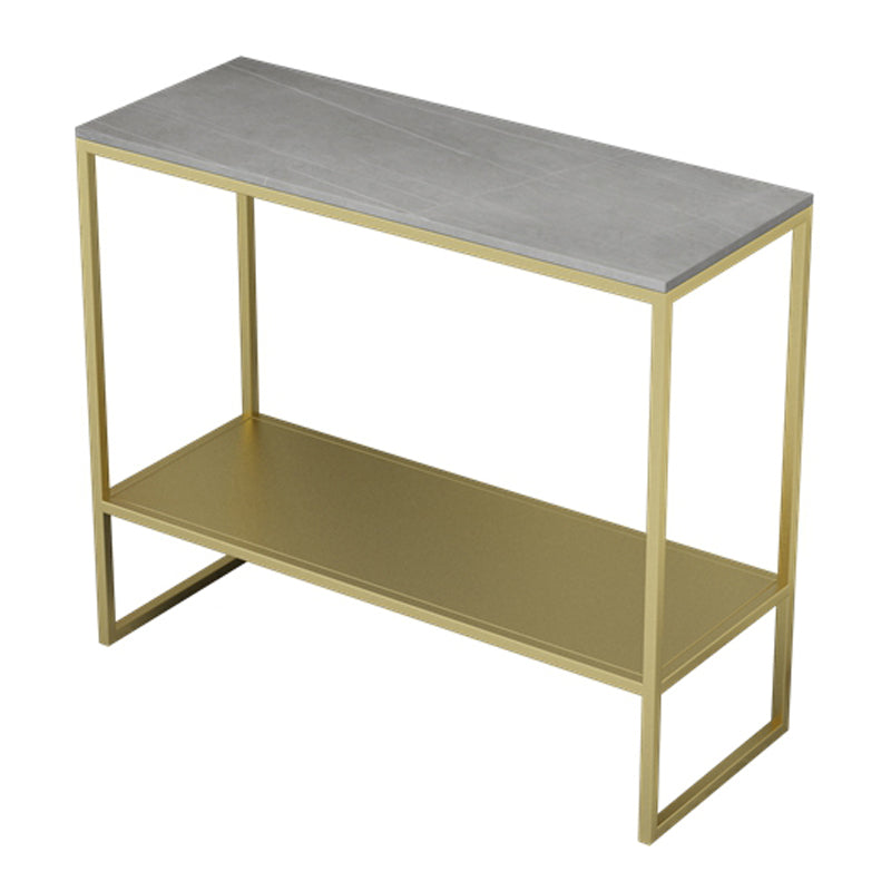 Rectangular Slate Top End Table Modern Shelf Included Side Table - 25.6" W