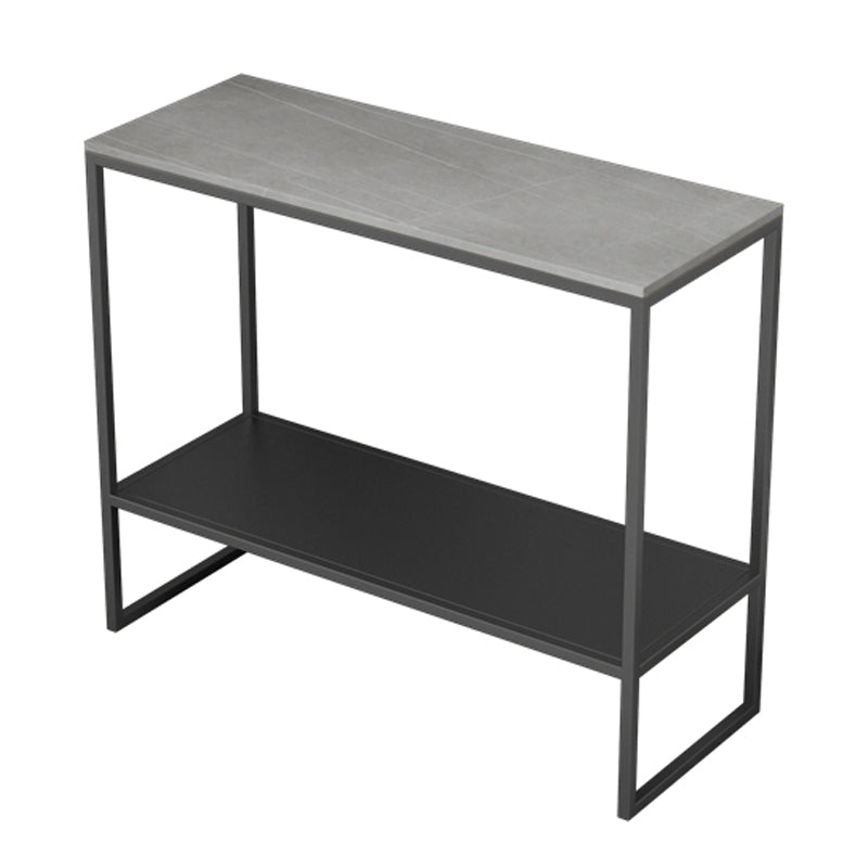 Rectangular Slate Top End Table Modern Shelf Included Side Table - 25.6" W