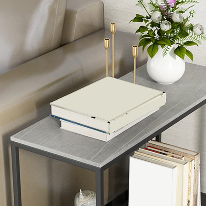 Rectangular Slate Top End Table Modern Shelf Included Side Table - 25.6" W