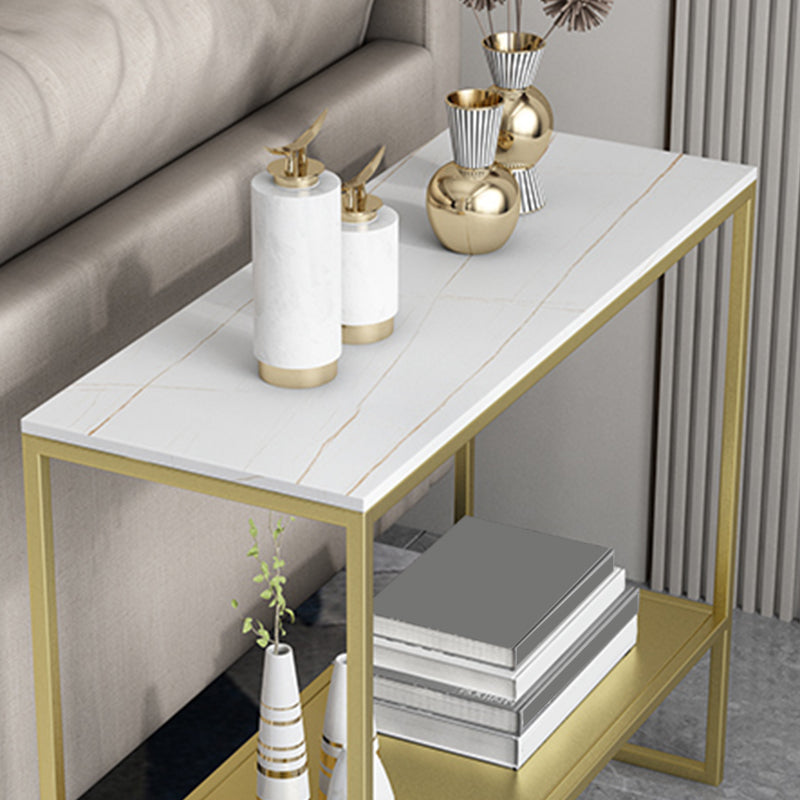 Rectangular Slate Top End Table Modern Shelf Included Side Table - 25.6" W