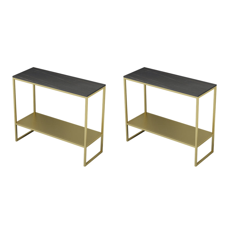 Rectangular Slate Top End Table Modern Shelf Included Side Table - 25.6" W