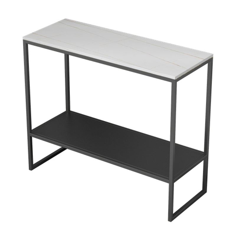 Rectangular Slate Top End Table Modern Shelf Included Side Table - 25.6" W