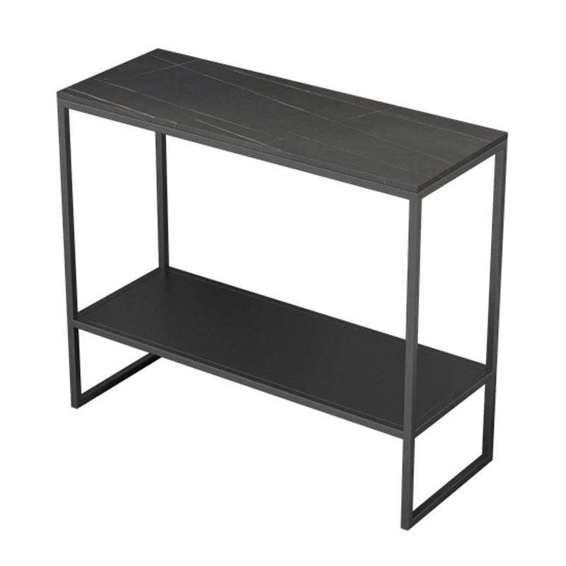 Rectangular Slate Top End Table Modern Shelf Included Side Table - 25.6" W