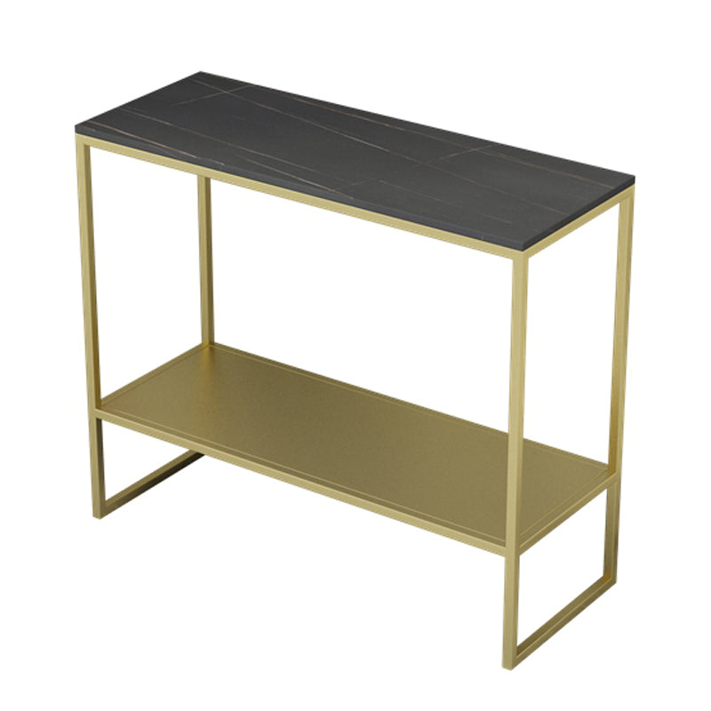 Rectangular Slate Top End Table Modern Shelf Included Side Table - 25.6" W