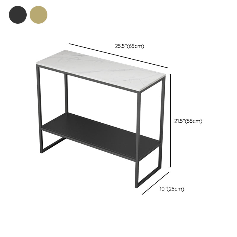 Rectangular Slate Top End Table Modern Shelf Included Side Table - 25.6" W