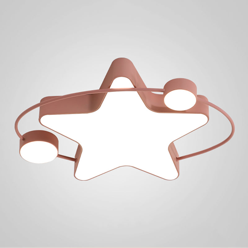 Star 3 - Light LED Ceiling Flush Mount Metal and Acrylic Flush in Black / Blue / Pink