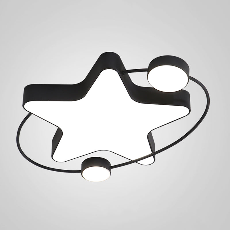 Star 3 - Light LED Ceiling Flush Mount Metal and Acrylic Flush in Black / Blue / Pink