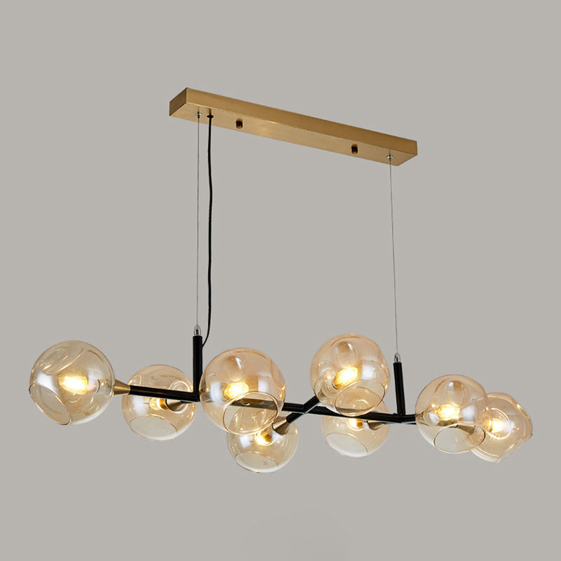 Glass Round Shape Chandelier Light Modern Style 8 Lights Chandelier Light Fixture in Gold