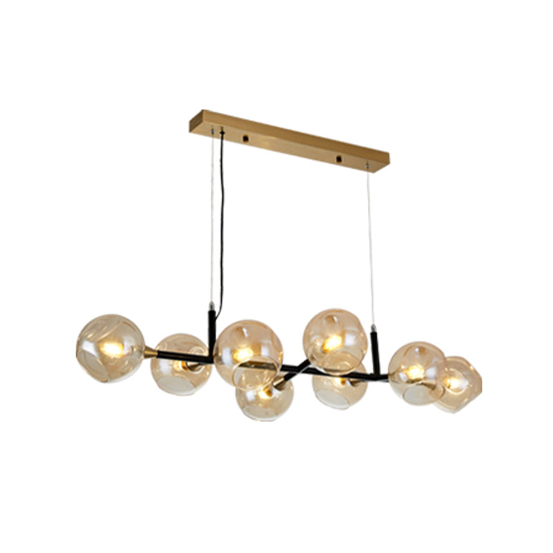 Glass Round Shape Chandelier Light Modern Style 8 Lights Chandelier Light Fixture in Gold