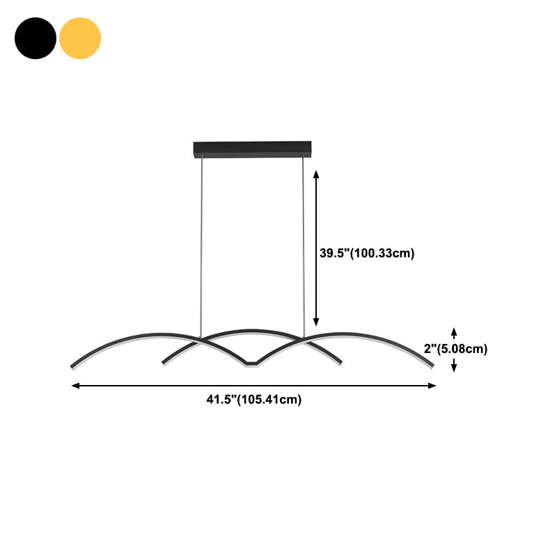 Metal Linear Shape Chandelier Light Modern Style 2 Lights Chandelier Light Fixture