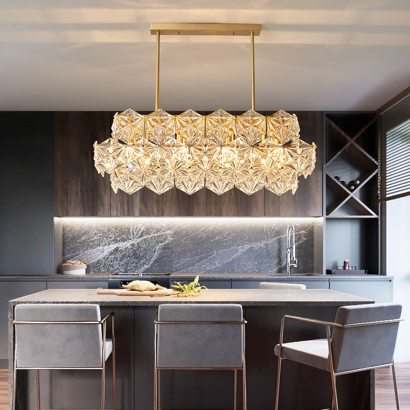 Modernism Golden Ceiling Light Crystal Kitchen Island Lighting for Dining Room