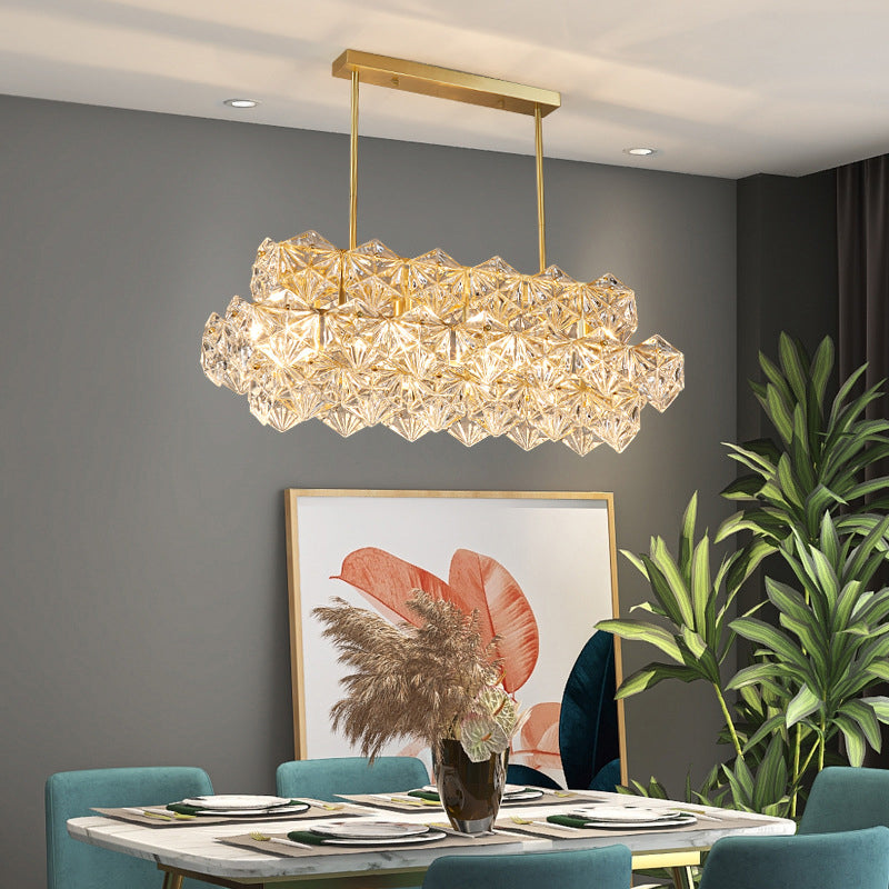 Modernism Golden Ceiling Light Crystal Kitchen Island Lighting for Dining Room