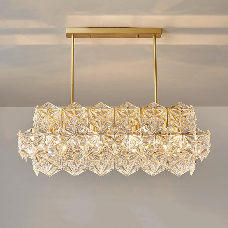 Modernism Golden Ceiling Light Crystal Kitchen Island Lighting for Dining Room