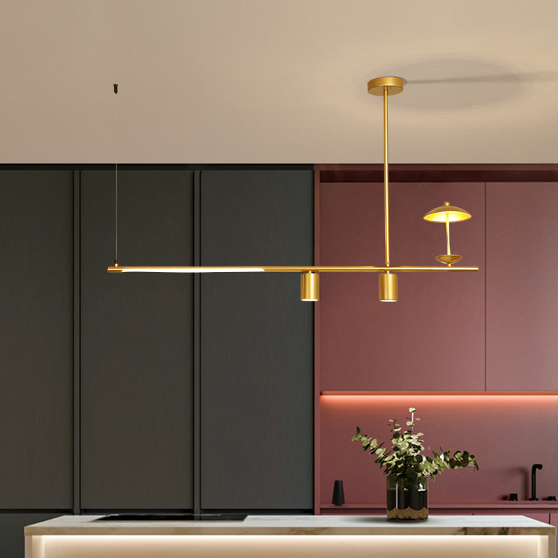 Modernism 4-Light Ceiling Light Metallic Kitchen Island Lighting for Dining Room