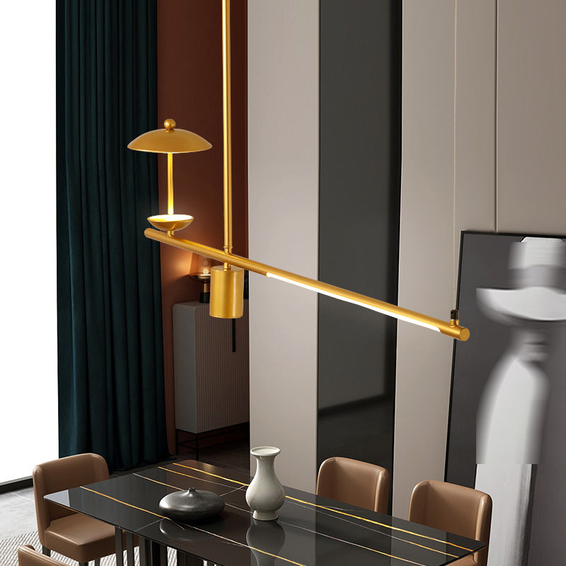 Modernism 4-Light Ceiling Light Metallic Kitchen Island Lighting for Dining Room