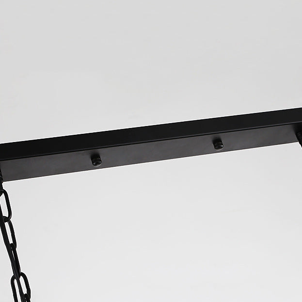 Industrial Style Rectangle Island Pendants Metal Pendant Lights in Black for Dining Room