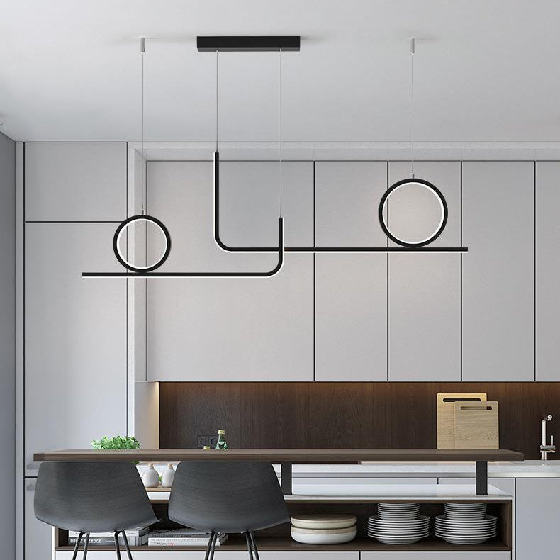 Modern 4-Light Black Kitchen Island Lighting LED Unique Island Pendant Lighting