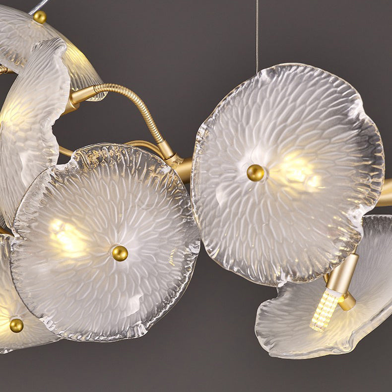 Lotus Leaf Shape Island Light Modern Island Hanging Light with Glass Shade for Dining Room