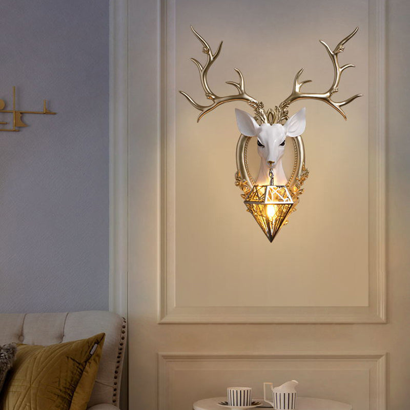 Creative Deer Wall Lighting Fixture Contemporary Crystal Wall Mount Light