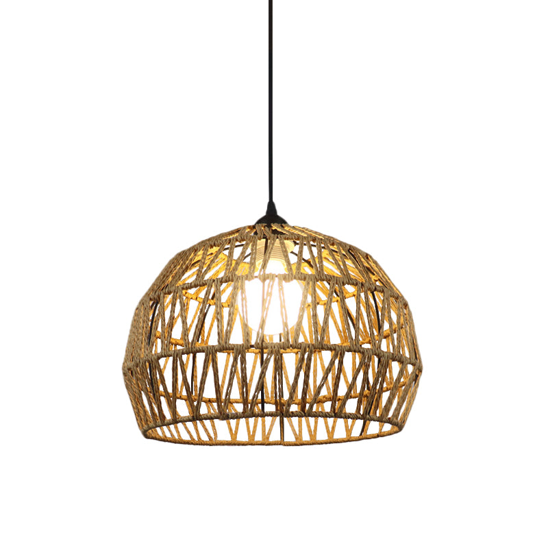 1/3-Bulb-Korridor hängende Leuchte mit gewölbter Rattan-Schatten schwarz/beige hängende Lampe