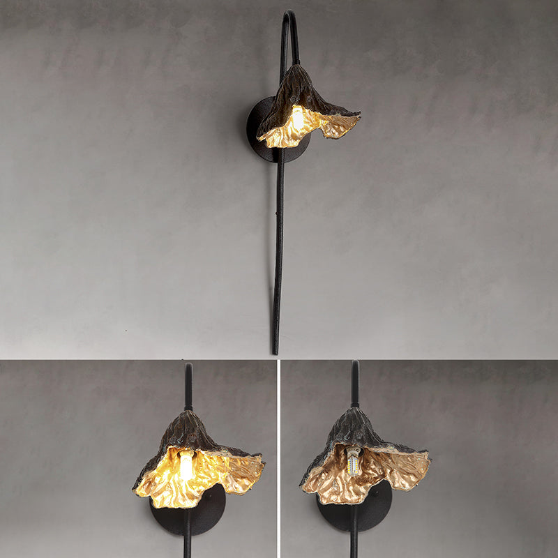 Modern Wall Sconce Flower Shape Wall Light with Metal Shade for Bedroom