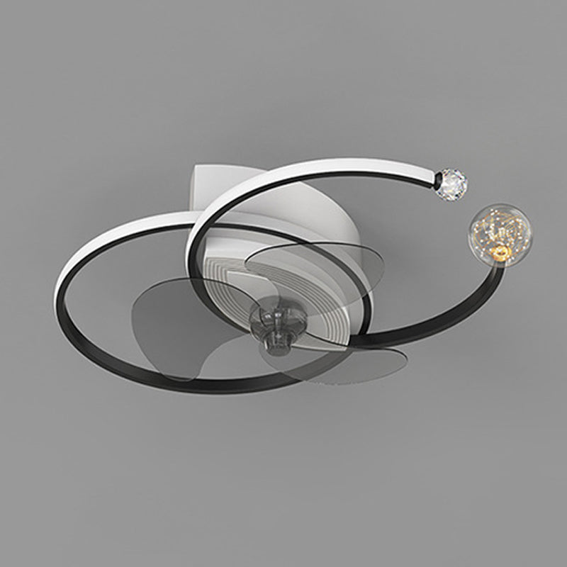 3-Blade Metal Ceiling Fan Modernism Golden/Black Fan with Light for Room