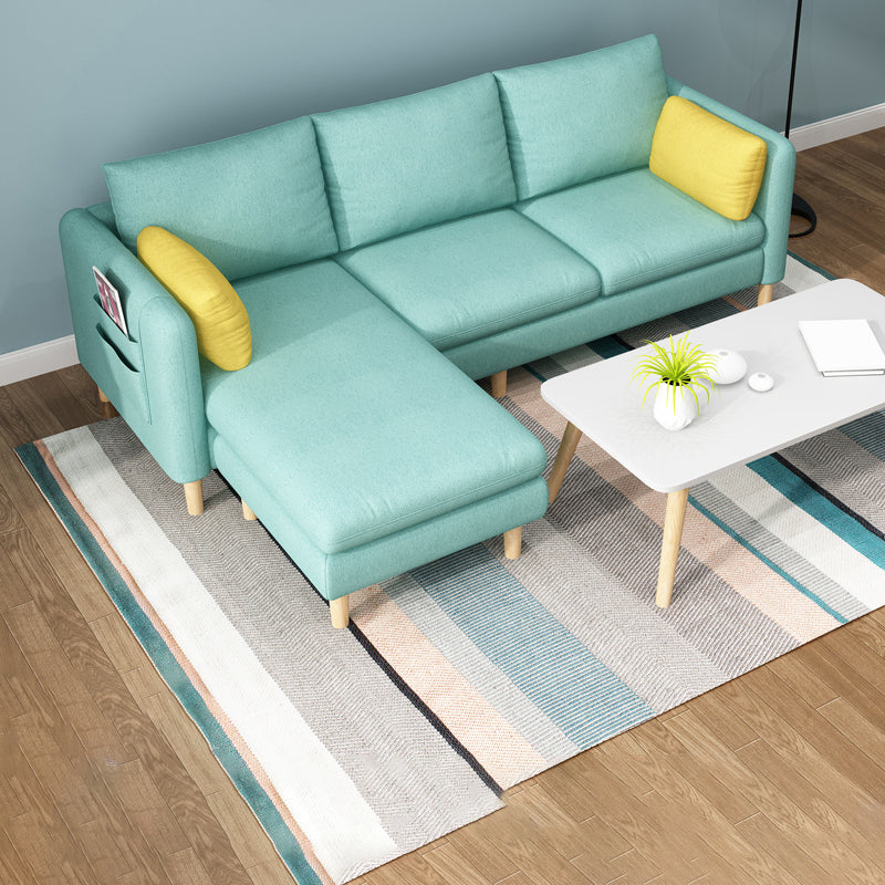 Scandinavian 32.28 " H Cotton Blend Square Arm Sofa & Chaise