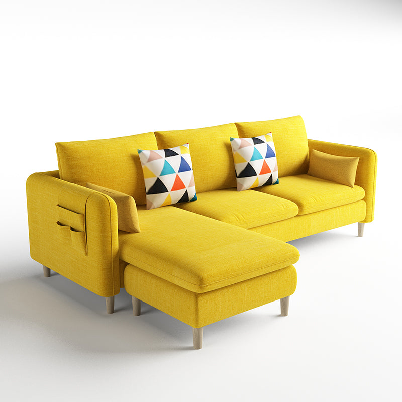 Scandinavian 32.28 " H Cotton Blend Square Arm Sofa & Chaise