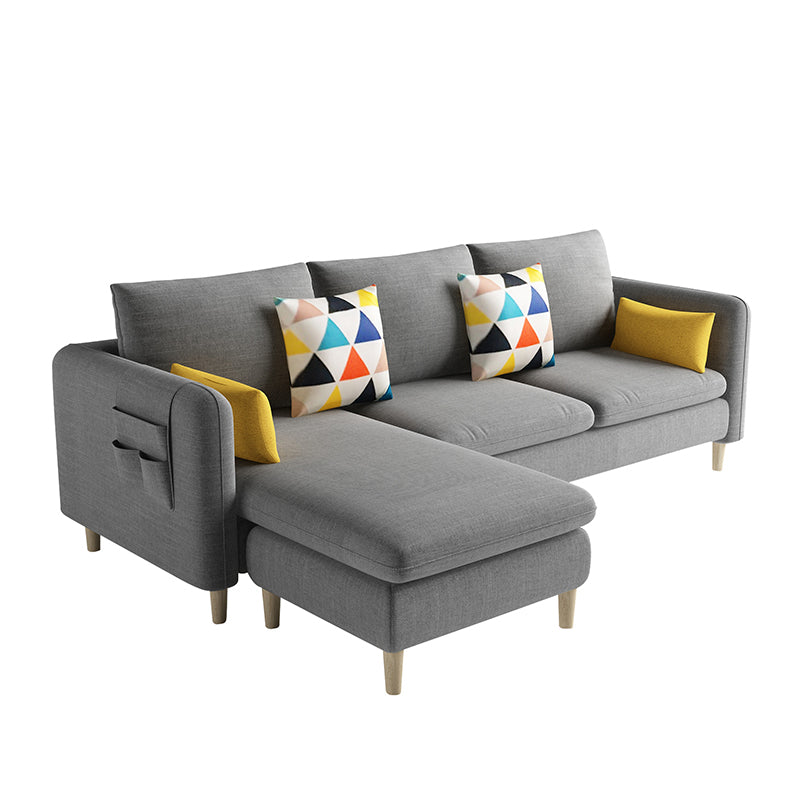 Scandinavian 32.28 " H Cotton Blend Square Arm Sofa & Chaise