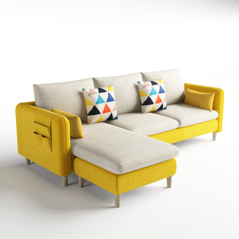 Scandinavian 32.28 " H Cotton Blend Square Arm Sofa & Chaise