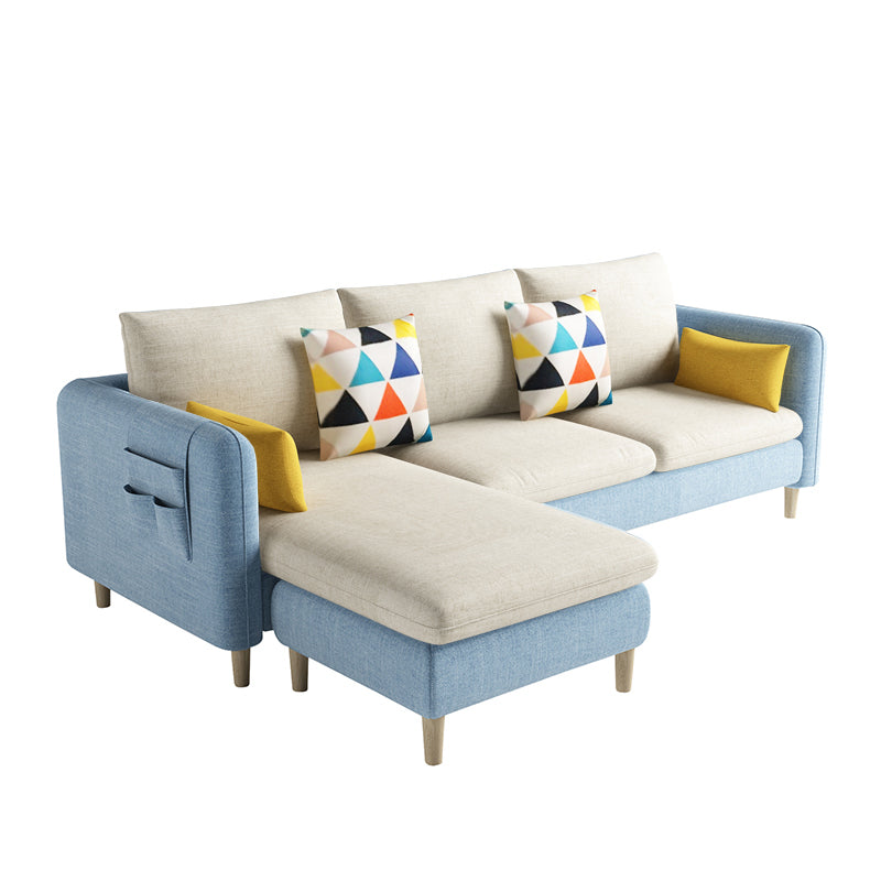 Scandinavian 32.28 " H Cotton Blend Square Arm Sofa & Chaise