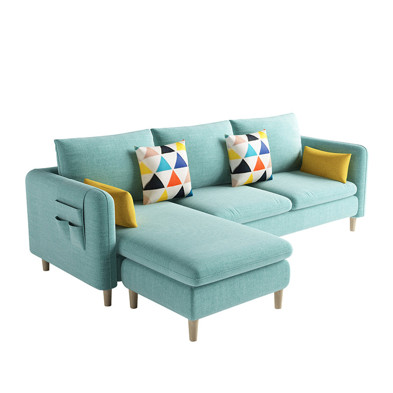 Scandinavian 32.28 " H Cotton Blend Square Arm Sofa & Chaise