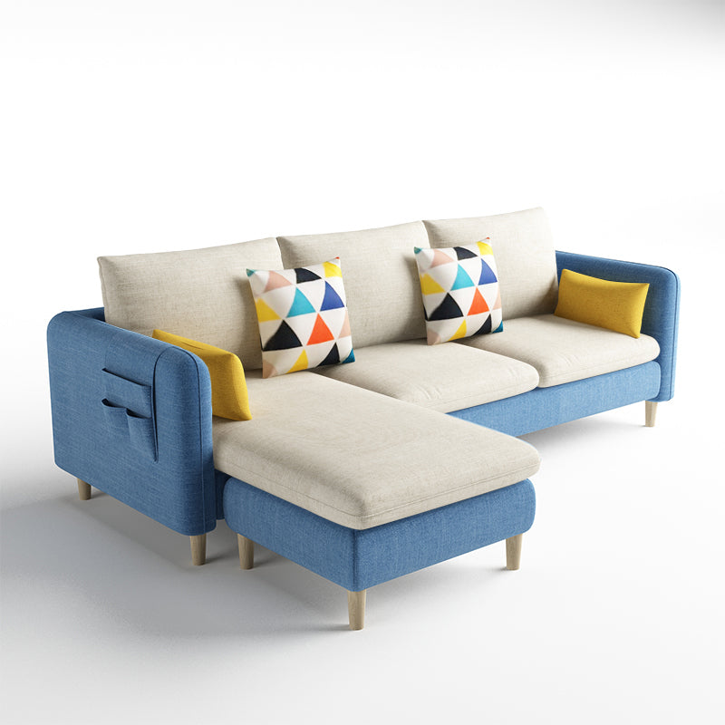 Scandinavian 32.28 " H Cotton Blend Square Arm Sofa & Chaise