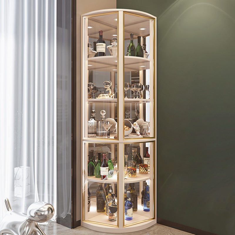 Modern Corner Unit Wood Curio Cabinet Glass Doors Storage Cabinet for Bathroom